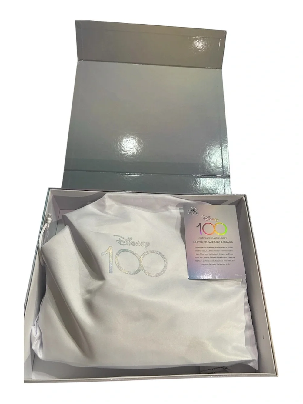Disney100 Limited Release Platinum Drip Minnie Ears Headband with COA & Box NWT